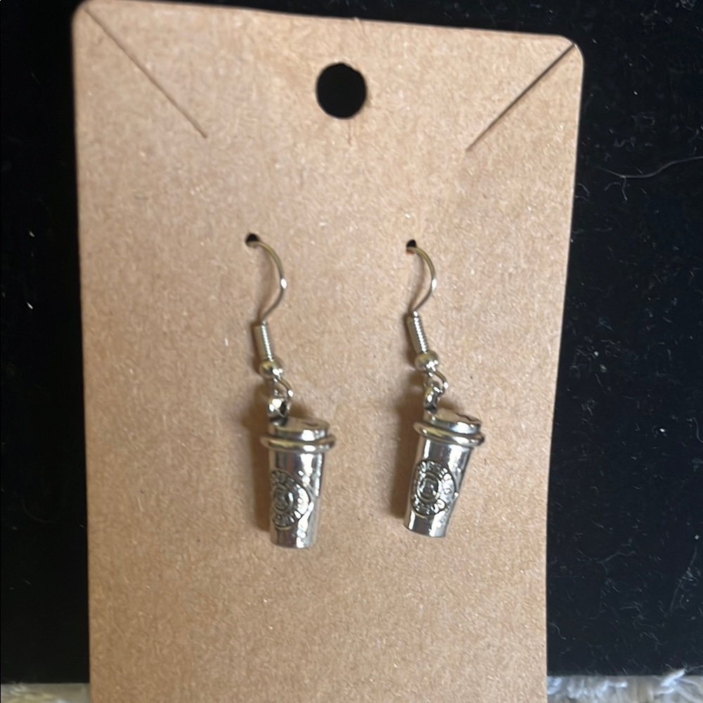 Silver Coffee Cup Earrings